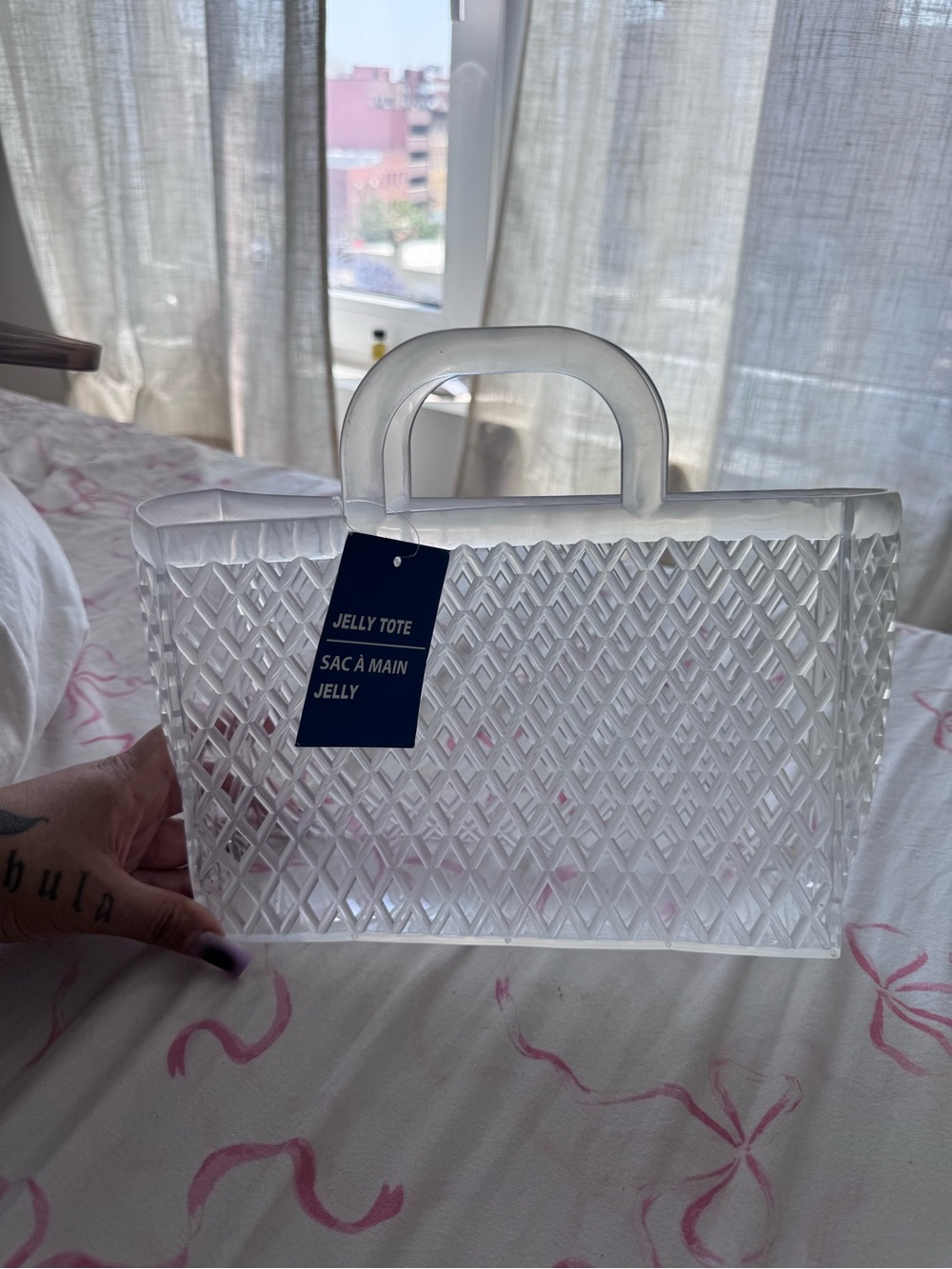 Old Navy Clear Jelly Tote in Transparent White